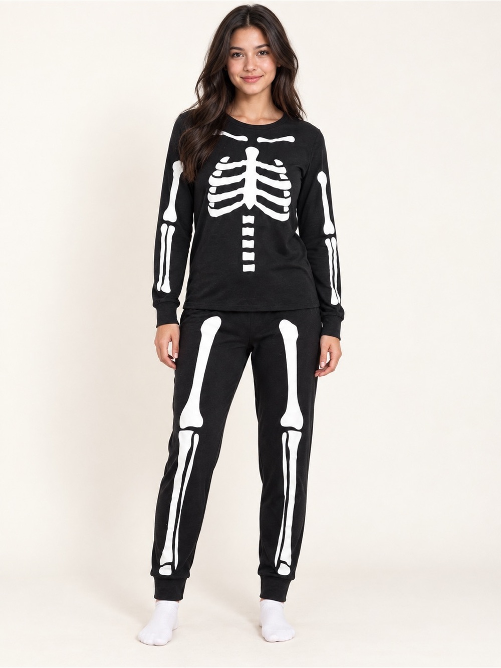 Hyde & Eek! Boutique Skeleton 2-Piece Skeleton Pajama Lounge Set Size M